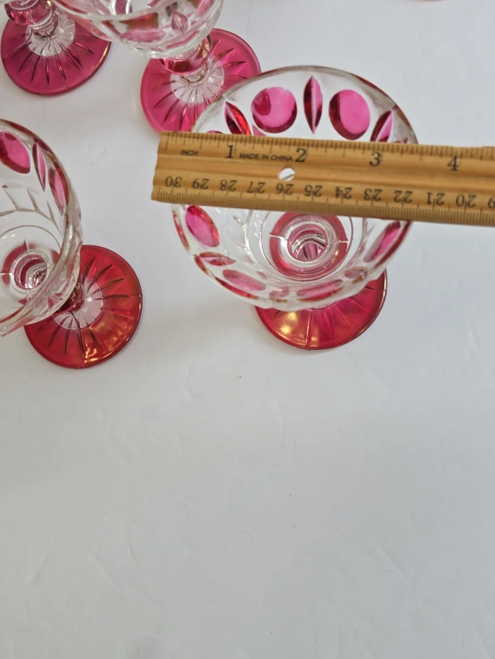 Vintage Indiana Glass Colony Set Of 6 Classique Ruby Flashed Wine Glasses 4 1/4